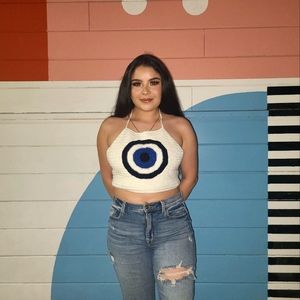 Crochet Evil Eye Crop Top